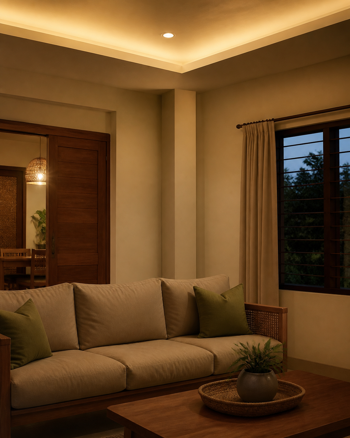 Evening living room at 3000K
